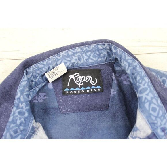 ROPER Men's L Western Rodeo Cowboy Button Shirt Blue USA - Picture 3 of 6